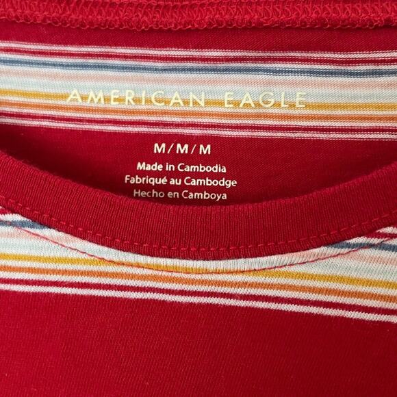 American Eagle Tie Waist Stripped T Shirt Sz M - Picture 3 of 4